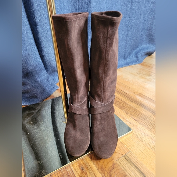 DKNYC Brown Suede Knee-High Women's Boots 7 1/2 Scandi Girl Desert Insppired - Picture 2 of 5